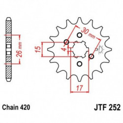 Stahl-Kettenrad JT 252 mit...