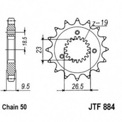 Stahl-Kettenrad JT 884 mit...