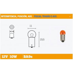Lampara 12v 10w ambar ba9s...