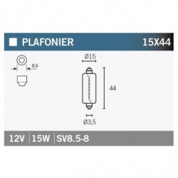 Lampara plafonier 12v. 15w...