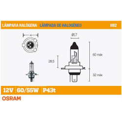 Lampara osram 9003l hb2 12v...