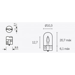 Boite de 10 lampes 12v3w...